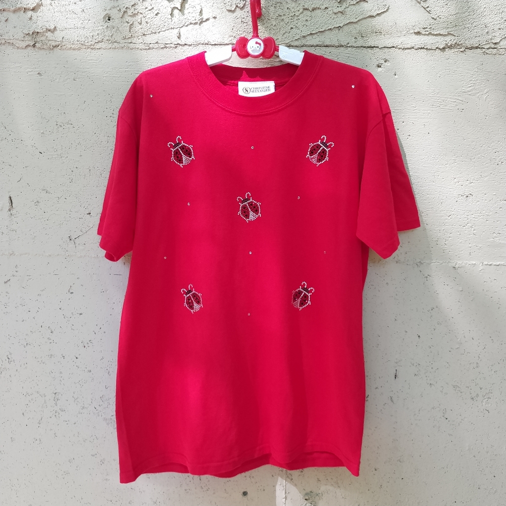 Vintage Spangle Ladybug Red T shirt!
